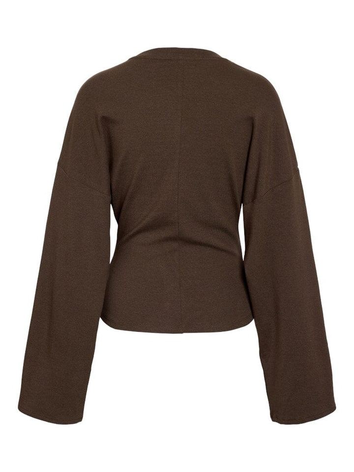 Noisy May - Nmeden L/S Wide Sleeve Top Fwd - 4964839 Chocolate Brown Bluser 