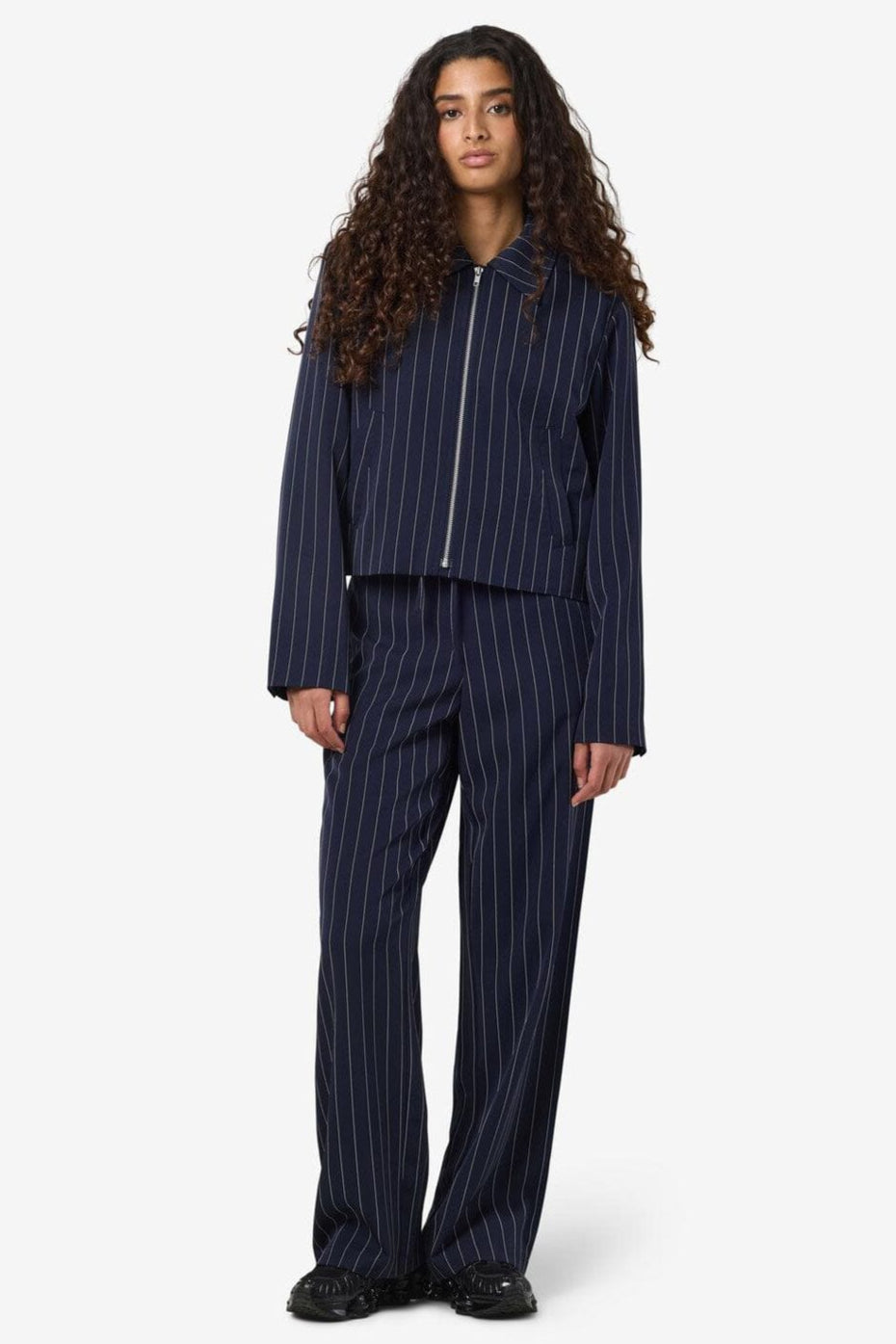 Noisy May - Nmella Nw Pinstripe Pants Fwd - 4896946 Navy Blazer White