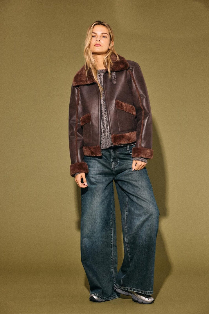 Noisy May - Nmella Shearling Jacket Dd - 5034163 Chocolate Brown