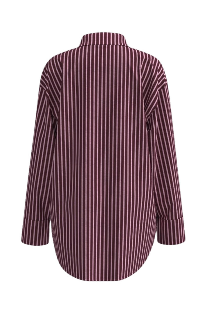 Noisy May - Nmfrida L/S Button Shirt Box - 5089197 Windsor Wine Begonia Pink/White