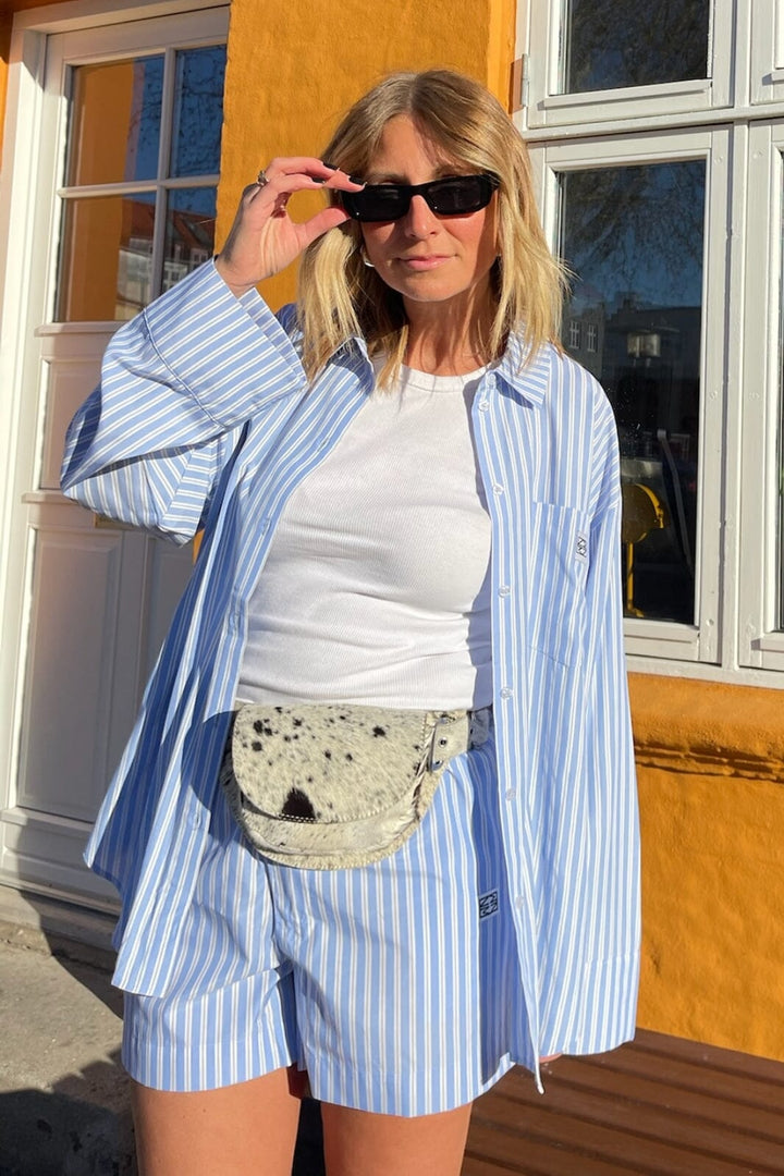 Noisy May - Nmfrida L/S Button Shirt S* - 4791255 Sky Blue White Skjorter 