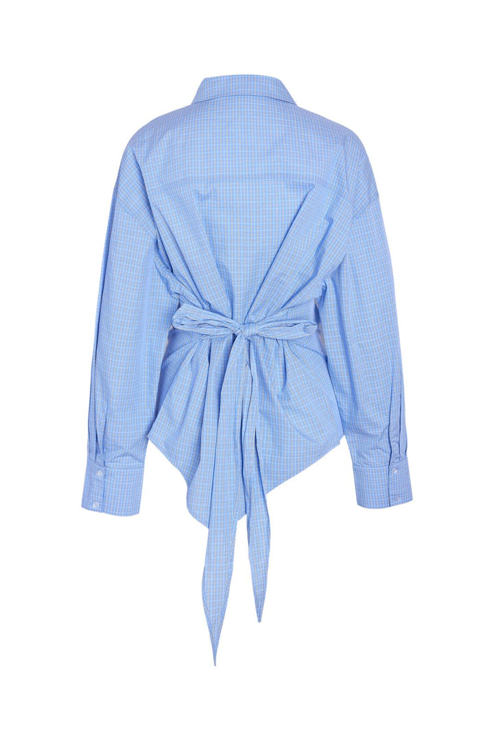 Noisy May - Nmfrida L/S Button Tie Back Shirt Tnt/17 - 5201036 Blue Bell White