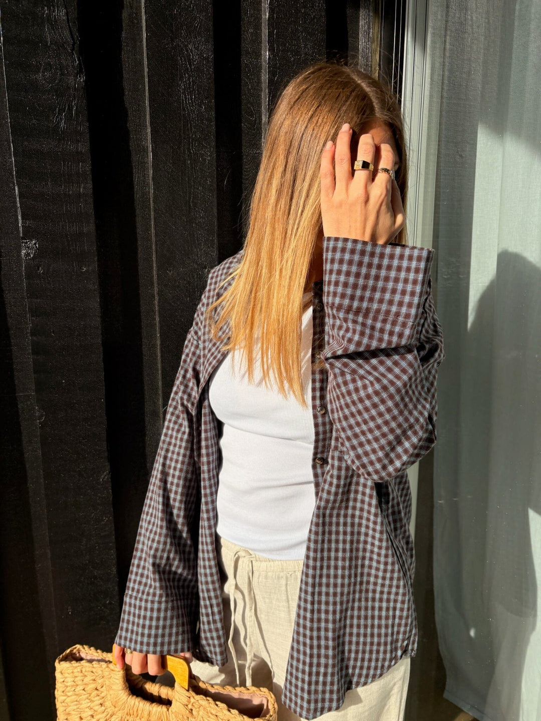 Noisy May - Nmhailey Zoe L/S Check Shirt - 5117231 Chocolate Brown Blue Checks Skjorter 