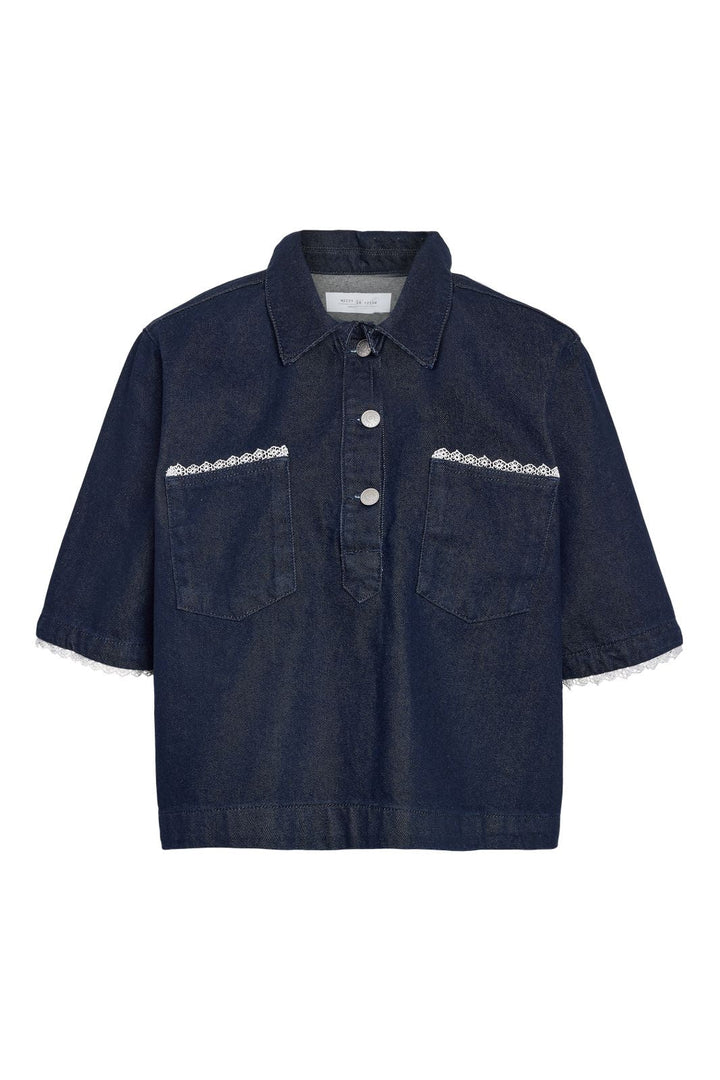 Noisy May - Nmindie 2/4 Denim Lace Shirt Db - 4952006 Dark Blue Denim