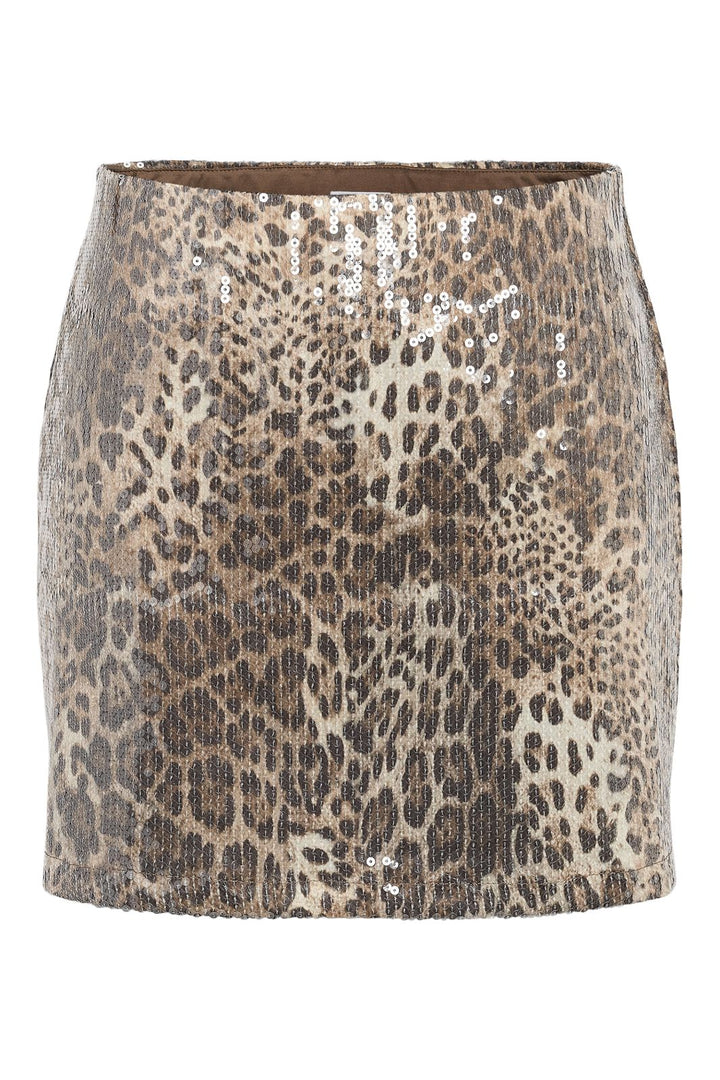 Noisy May - Nmjessy Short Sequin Skirt - 4876602 Silver Mink Leo Sequin