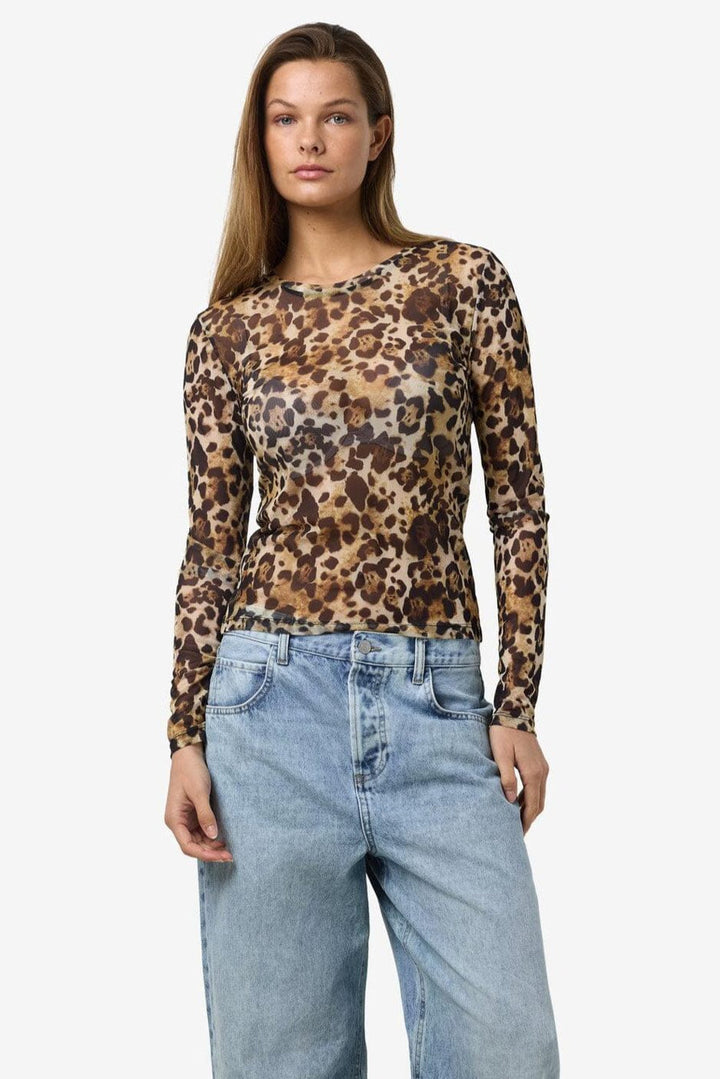 Noisy May - Nmjudith L/S Mesh Top Bg Fwd - 4067990 Black Leo