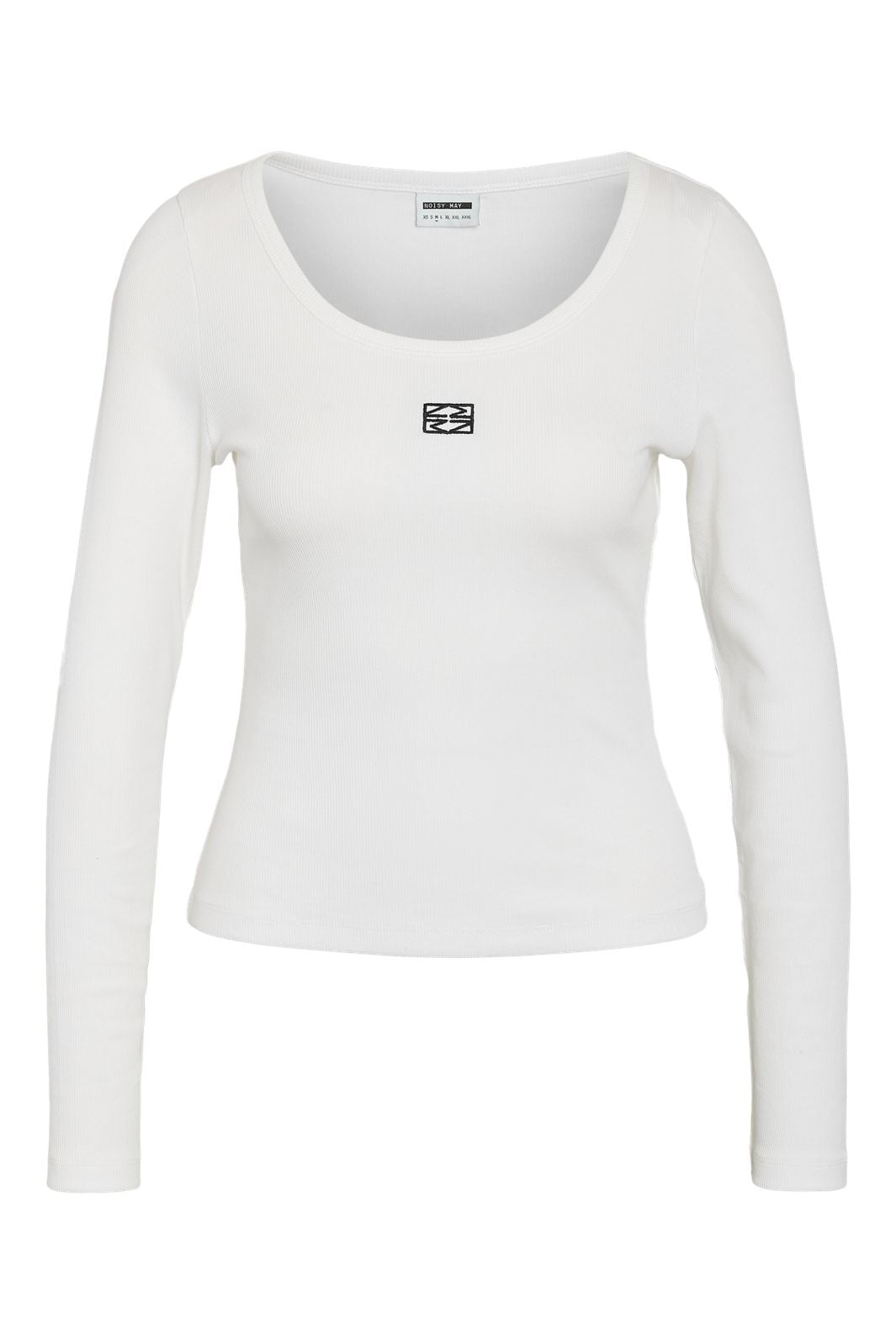 Noisy May - Nmjudy L/S Embr Top - 4863106 Cloud Dancer Black Embr