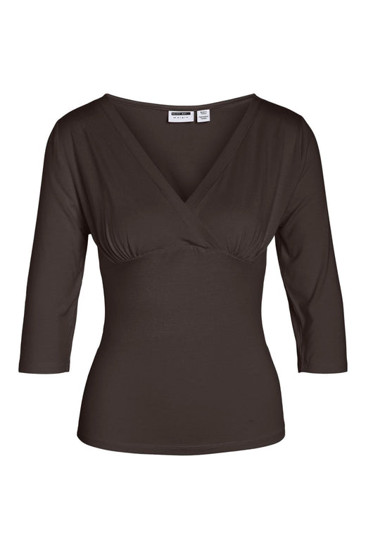 Noisy May - Nmjune 3/4 V-Neck Top - 5249540 Coffee Bean