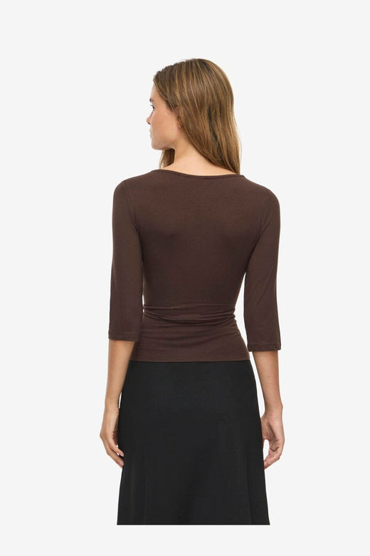 Noisy May - Nmjune 3/4 V-Neck Top - 5249540 Coffee Bean