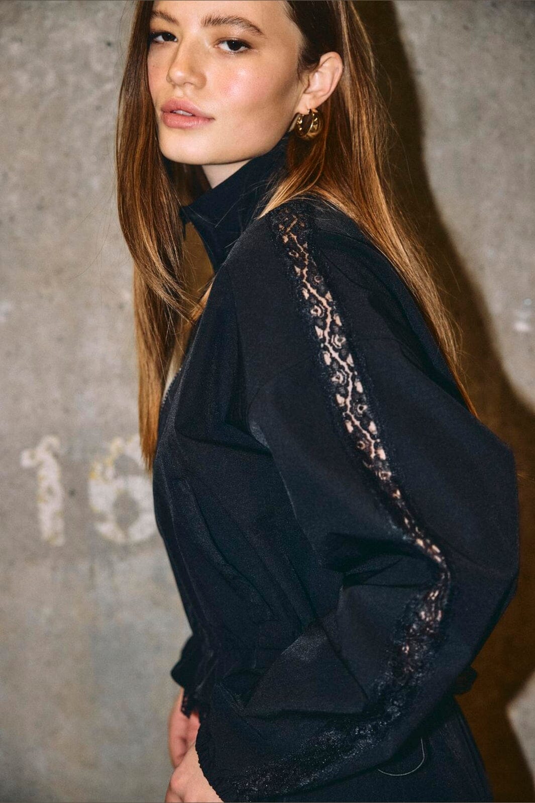 Noisy May - Nmkirby L/S Lace Insert Jacket Tlr - 5105234 Black Lace