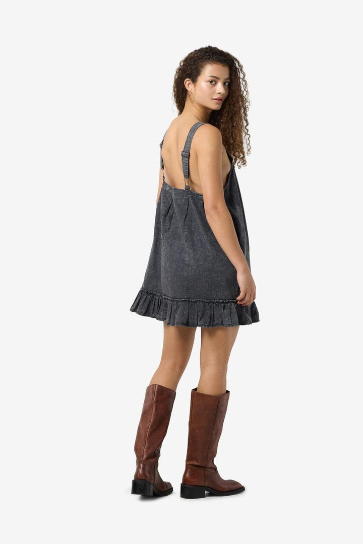 Noisy May - Nmoregon S/L Denim Acid Short Dress Bl - 4754961 Black Washed