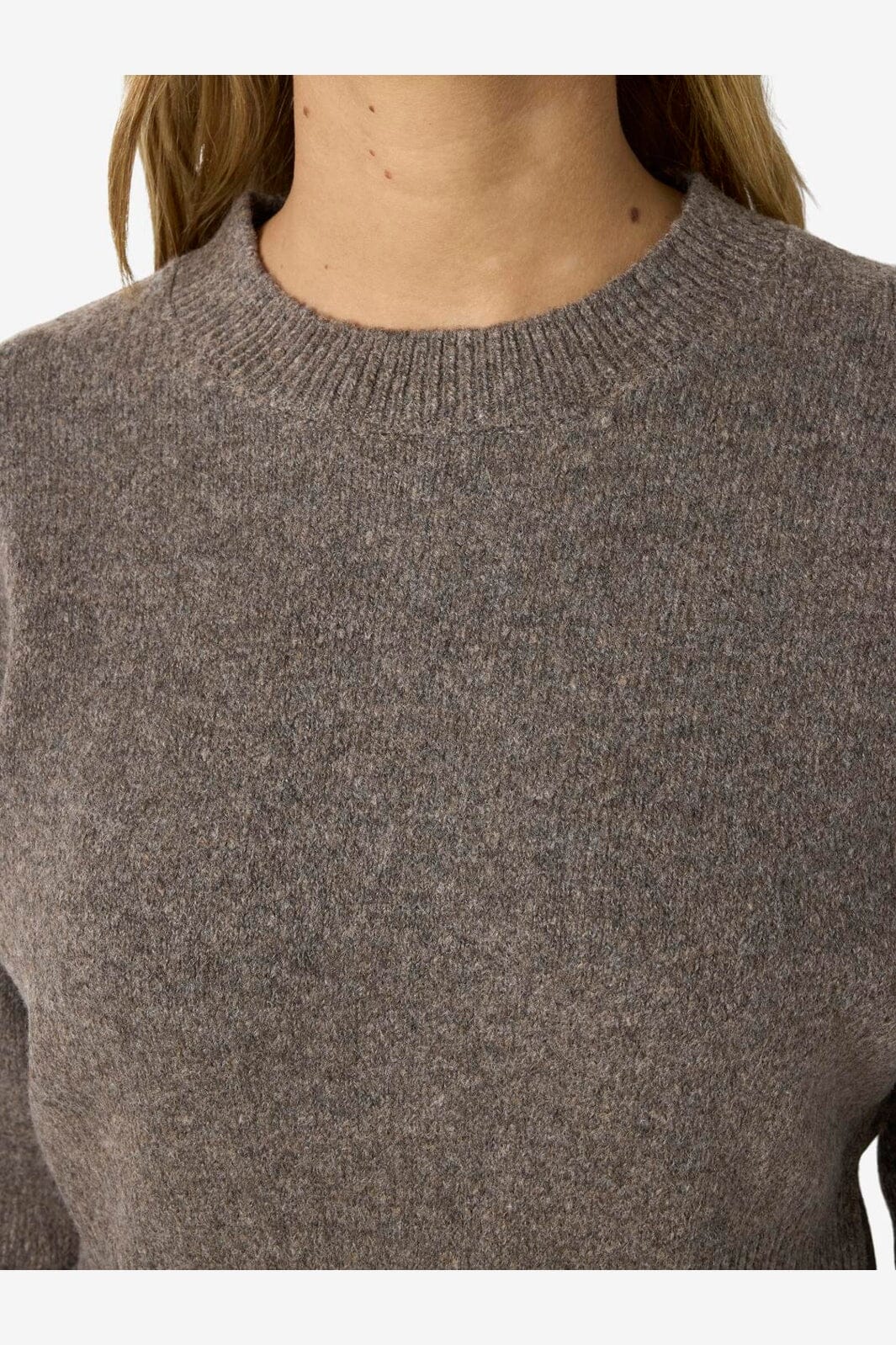 Noisy May - Nmsloan L/S O-Neck Knit - 5026362 Morel