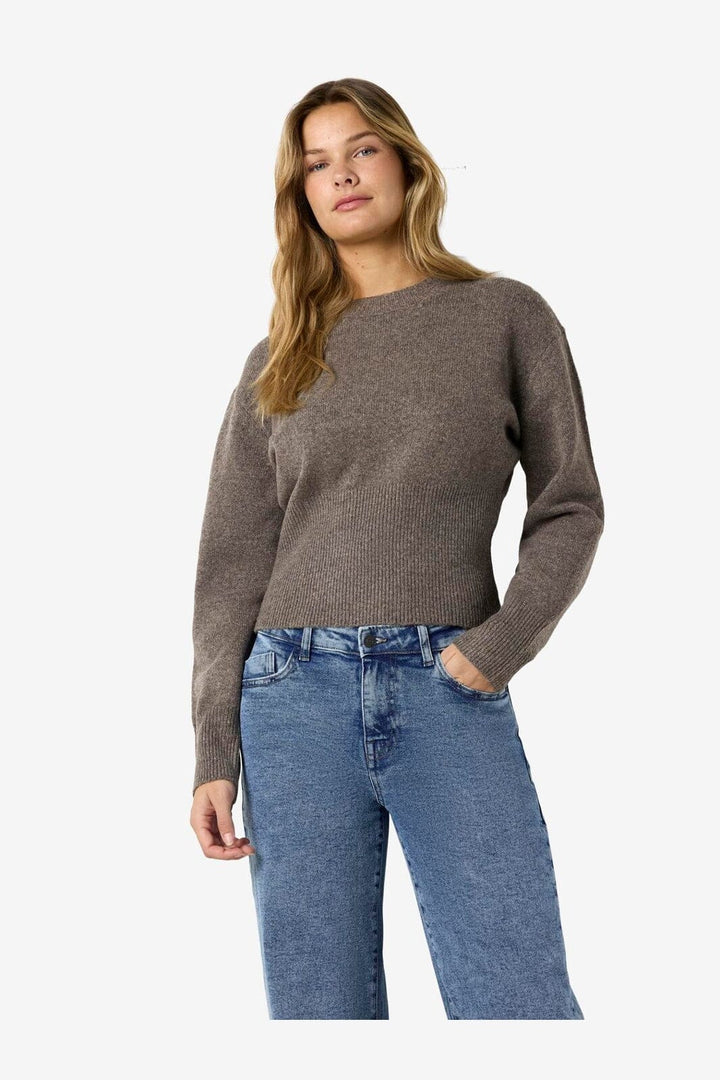 Noisy May - Nmsloan L/S O-Neck Knit - 5026362 Morel
