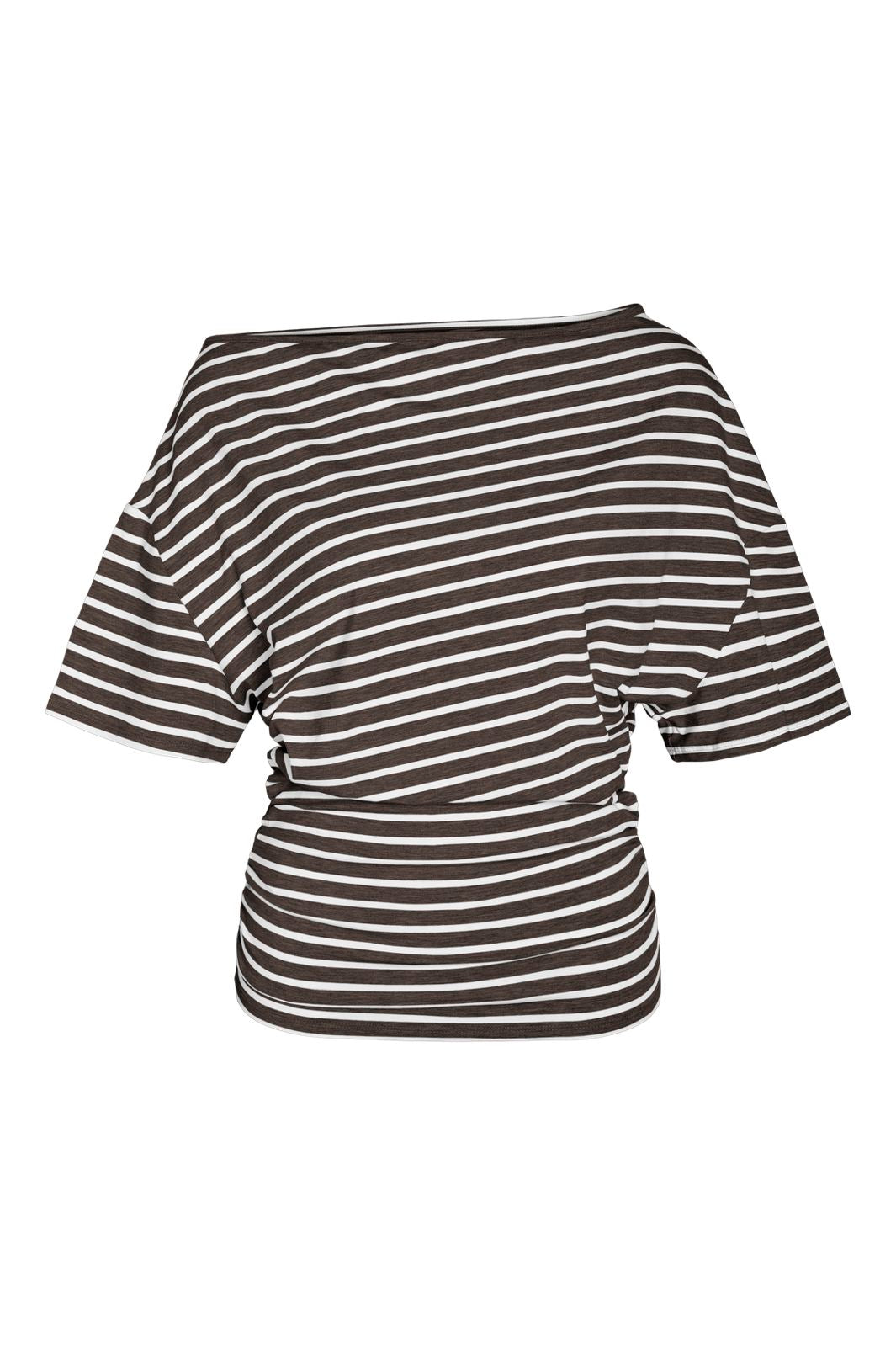 Noisy May - Nmstormi June Off Shoulder Top Tnt/18 - 5212075 Chocolate Brown Bright White