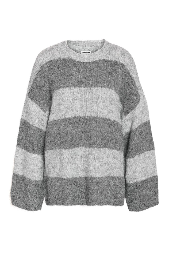 Noisy May - Nmsutton L/S Oversized Knit Fwd - 4563314 Light Grey Melange Medium Grey Melange