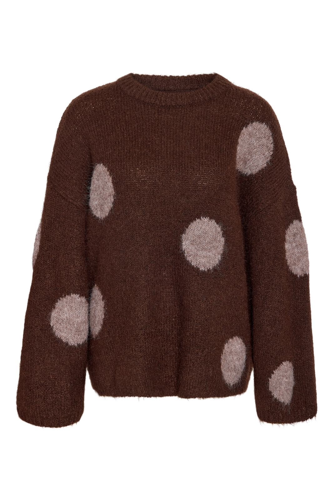 Noisy May - Nmsutton L/S Polka Dot Oversize Knit Fwd - 5062577 French Roast Natural Melange Dots