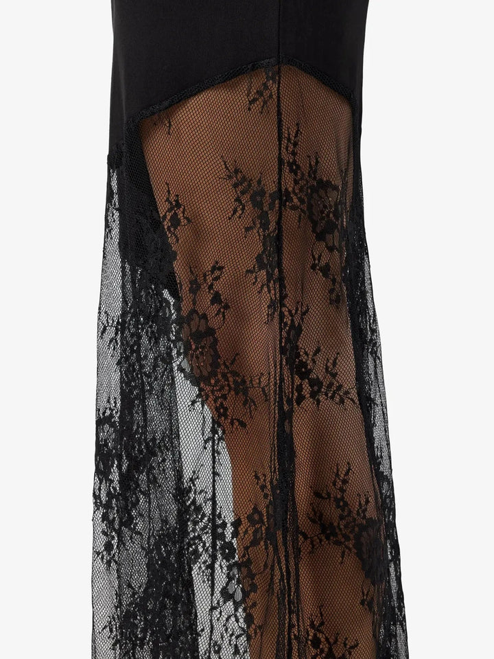 Noisy May - Nmtika S/L Long Assym Lace Insert Dress - 5124335 Black Kjoler 