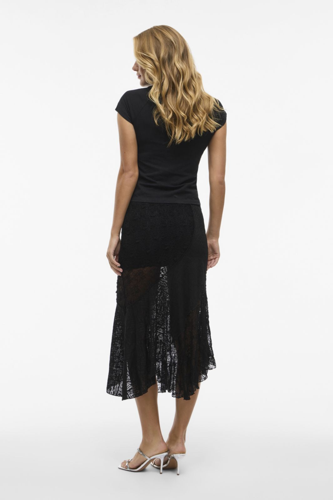 Noisy May - Nmtrudy Asymetric Lace Skirt - 5013068 Black Nederdele 