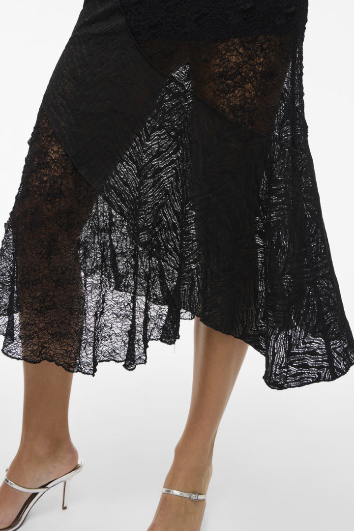 Noisy May - Nmtrudy Asymetric Lace Skirt - 5013068 Black Nederdele 