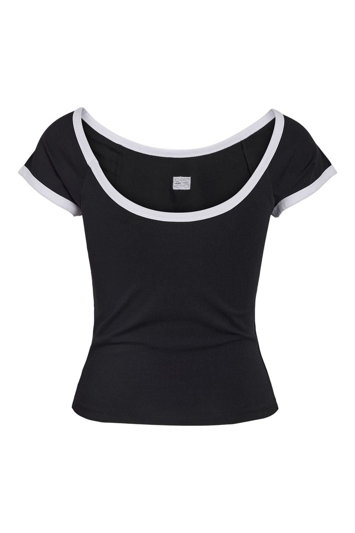 Noisy May - Nmtwin S/S O-Neck Contrast Tee Fwd - 4980977 Black White Contrast