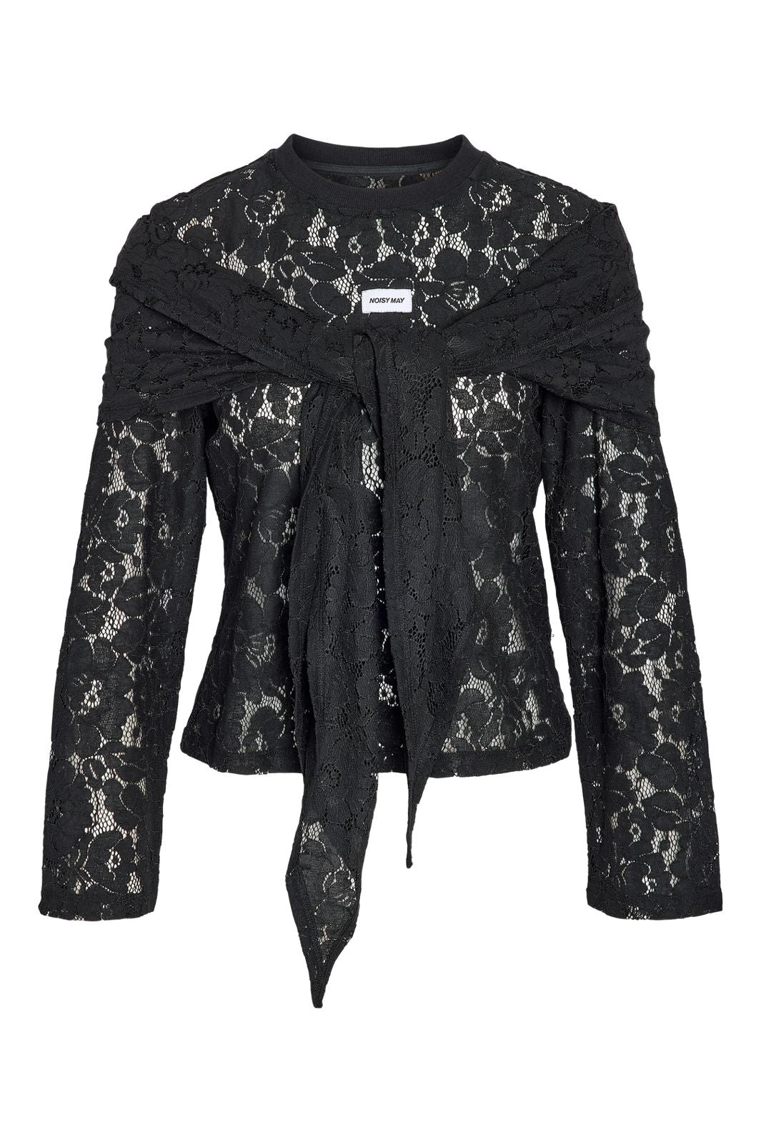 Noisy May - Nmvenna L/S Scarf Lace Top - 5264270 Black