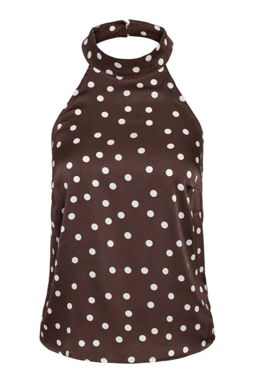 Noisy May x Molly&My - Nmbambi Halterneck Satin Top - 5054643 Chocolate Brown White Polka Toppe 