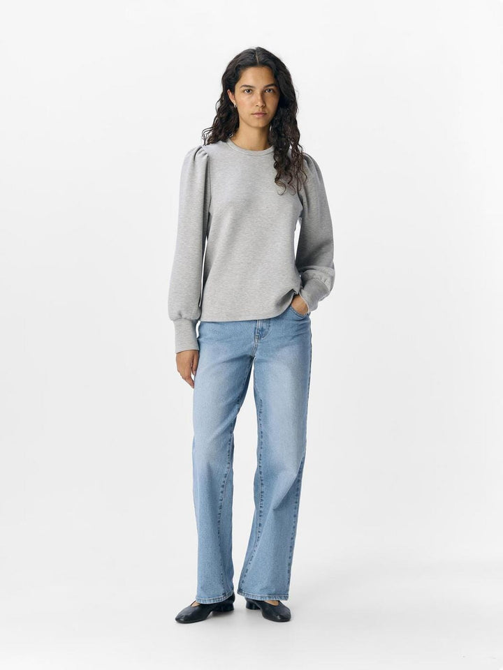 Object - Objandrea Re L/S O-Neck Top - 4853644 Light Grey Melange