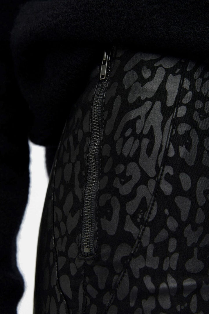 Object - Objbelle Coated Leggings - Black/Animal Bukser 