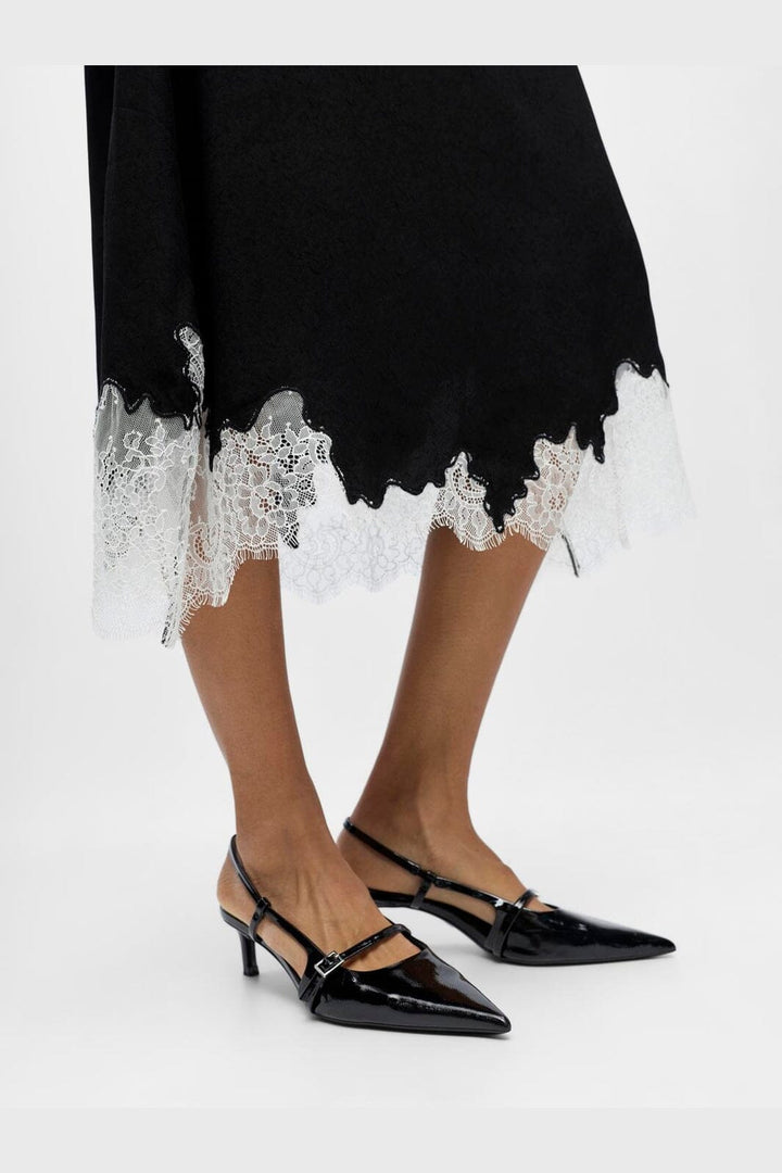Object - Objdalme Long Lace Skirt Aw Fair 25 - 5065716 Black White Lace