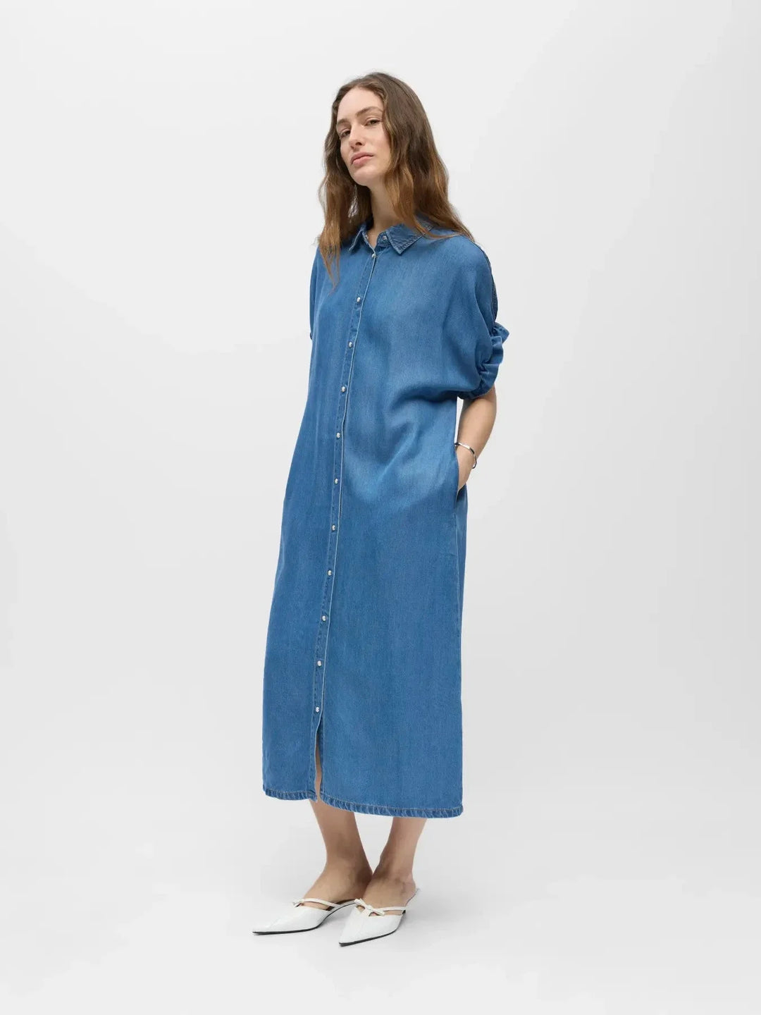 Object - Objframe Tiana 2/4 Lo Denim Dress - 4996090 Medium Blue Denim Kjoler 