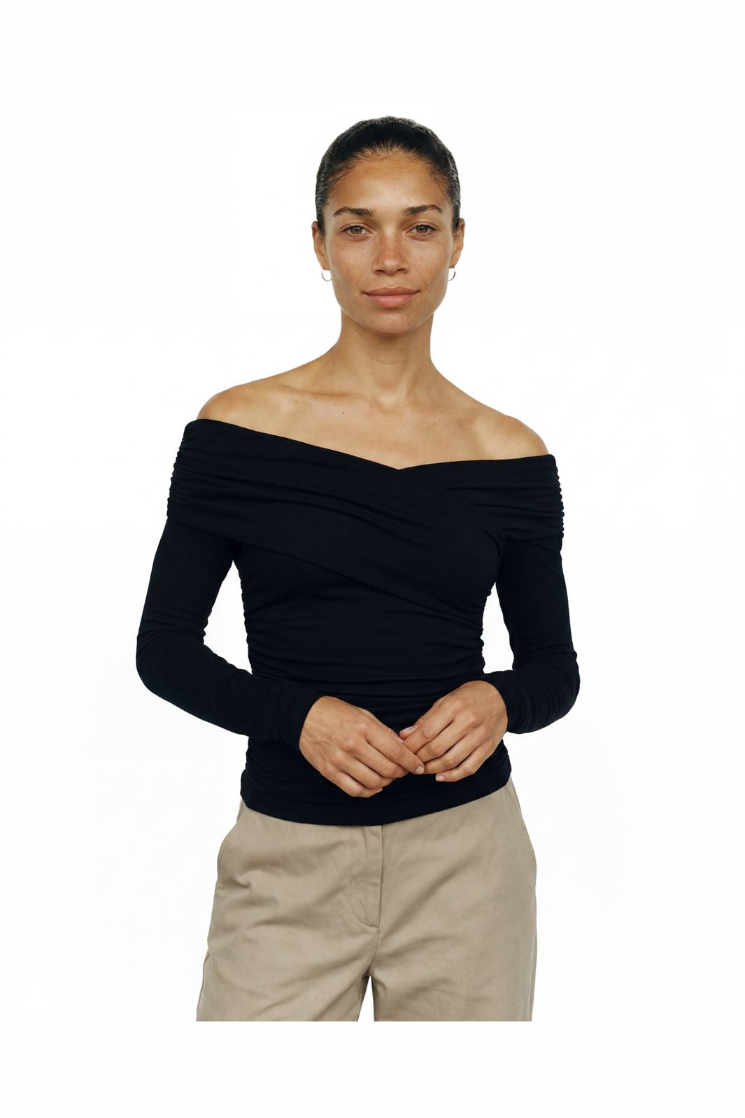 Object - Objlevih L/S Cross Over Top - 5251903 Black