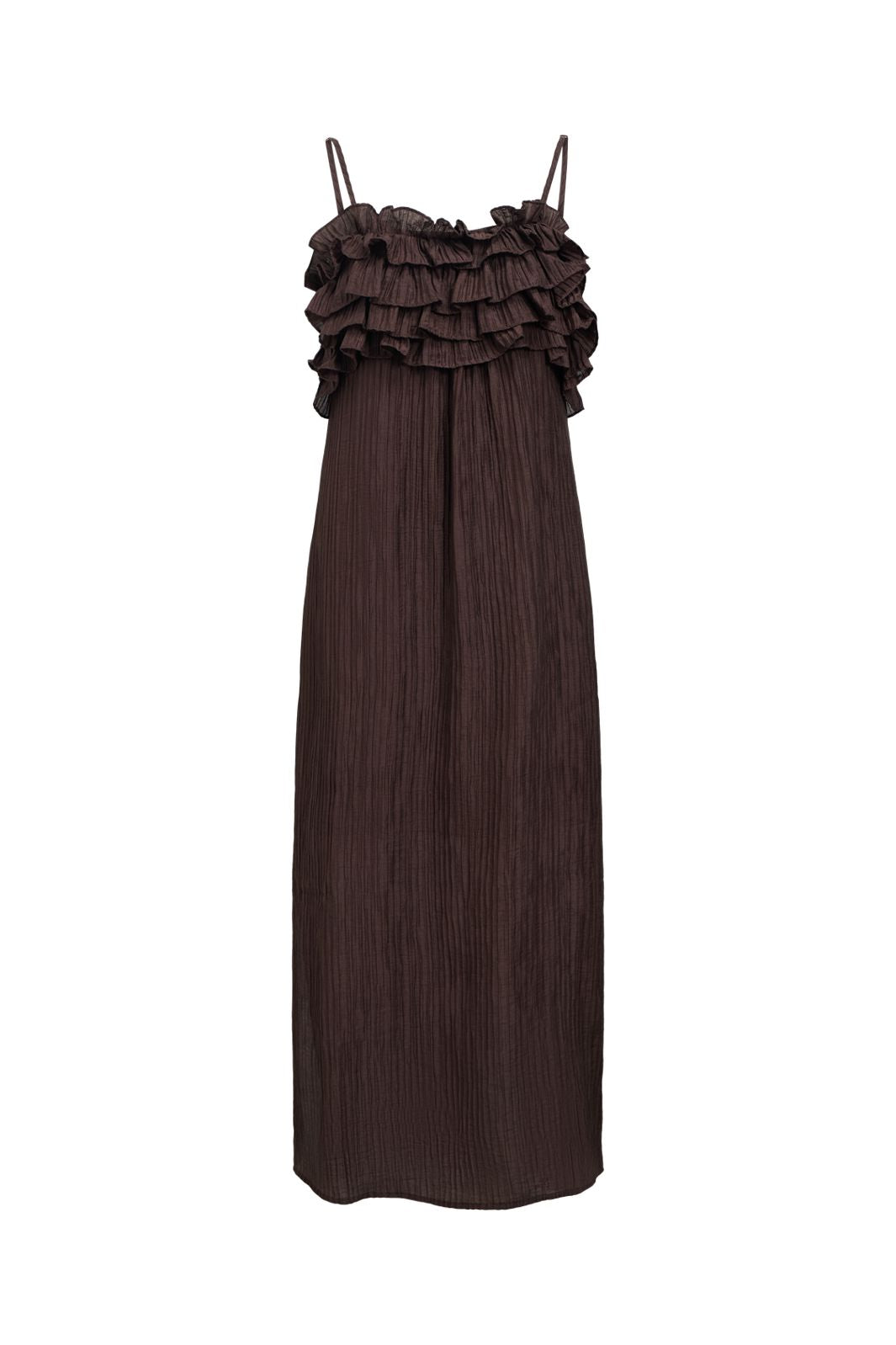 Object - Objlyne S/L Re Long Dress 144 - 5010013 Seal Brown