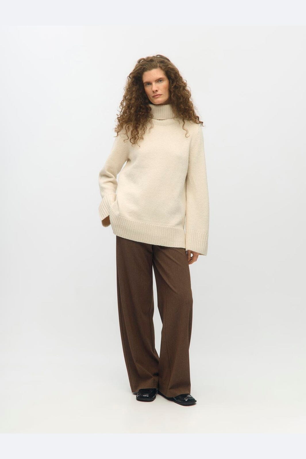 Object - Objmali L/S Lo Rollneck Pullover - 5049319 Birch Melange