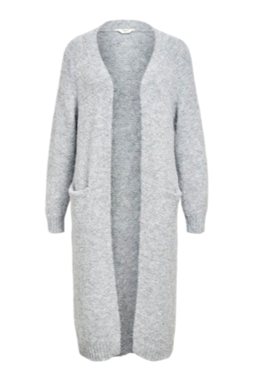 Object - Objmilu Ls Lo Long Knit Cardigan - 4789463 Medium Grey Melange Cardigans 