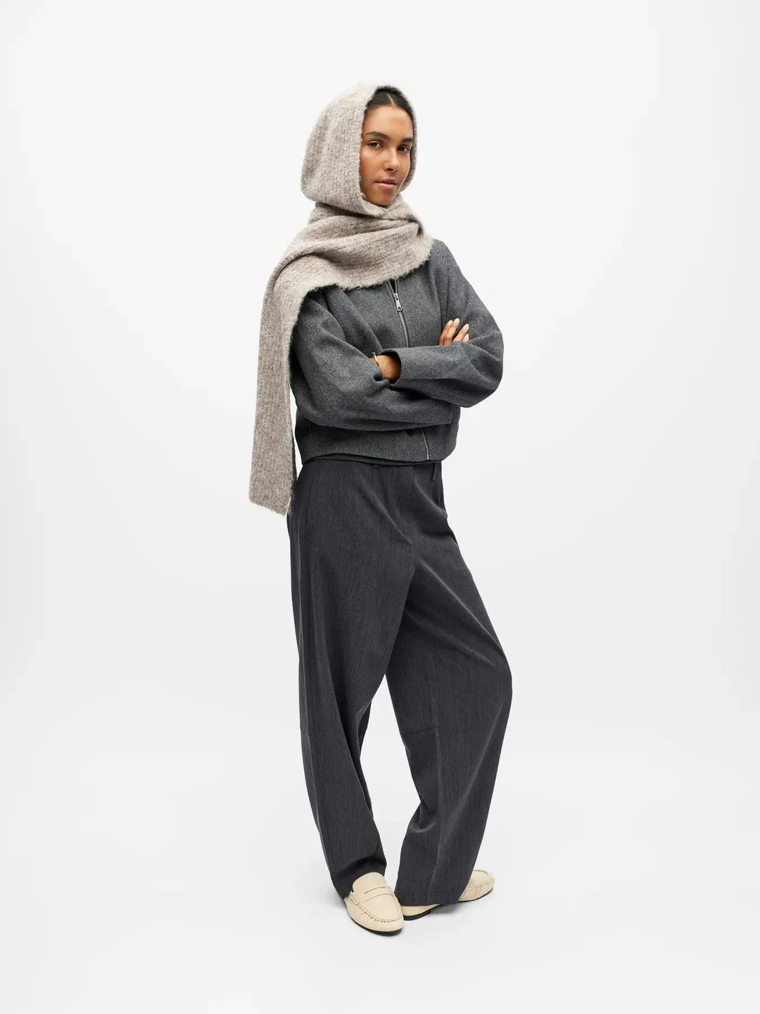 Object - Objmilu Scarf Knit Balaclava - 4886519 Humus Huer 