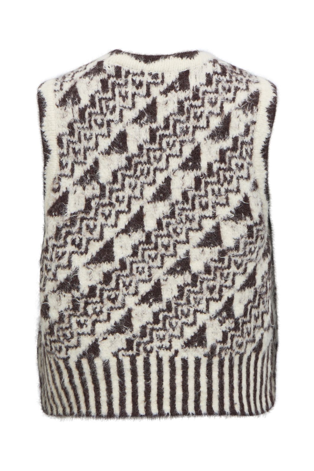 Object - Objranda S/L Re Knit Vest 148 - 5133008 Birch Chocolate Plum