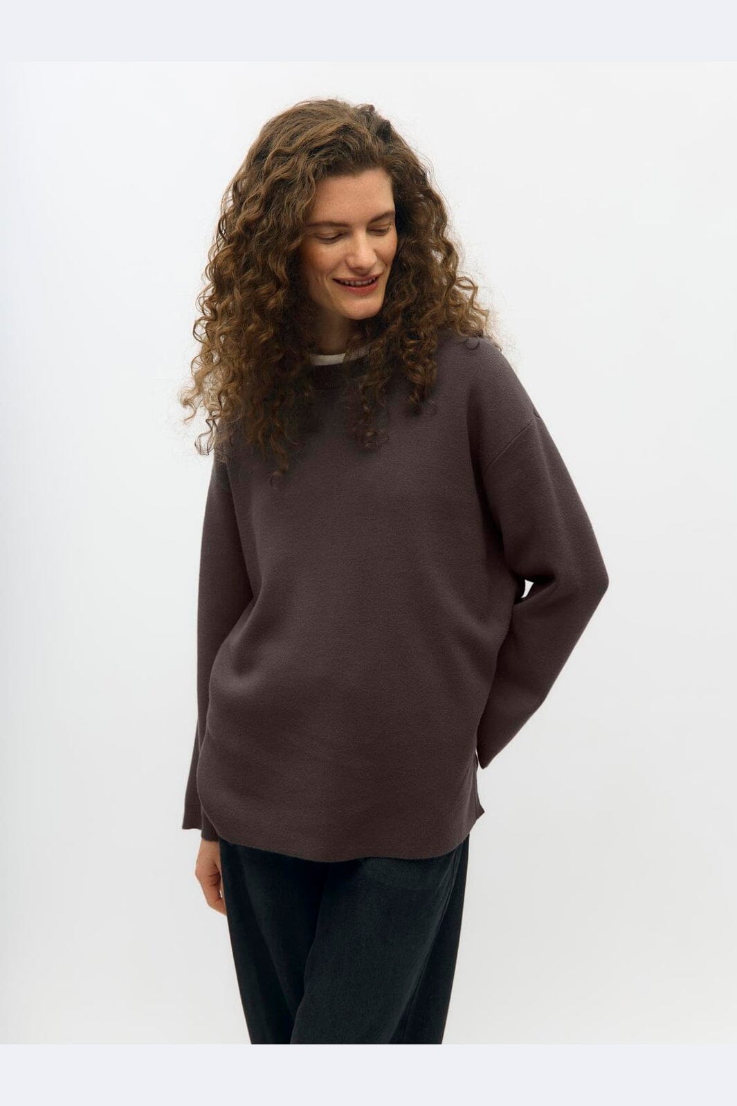 Object - Objreynard L/S Lo Knit Pullover - 5104039 Seal Brown