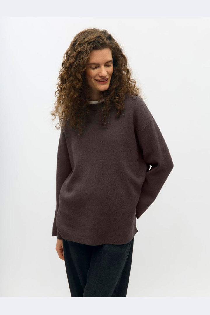Object - Objreynard L/S Lo Knit Pullover - 5104039 Seal Brown