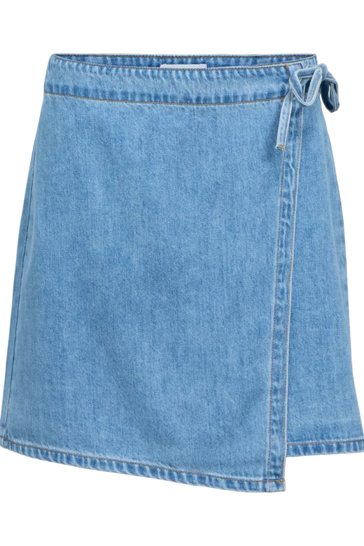 Object - Objrosie Denim Short Wrap Skirt - 4968519 Light Blue Denim Nederdele 
