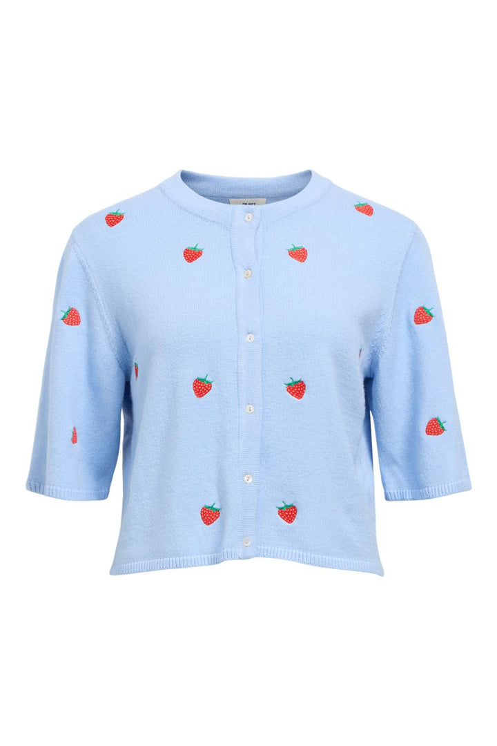 Object - Objthess 3/4 Sleeve Cardigan - 4621041 Serenity Strawberry Embroidery