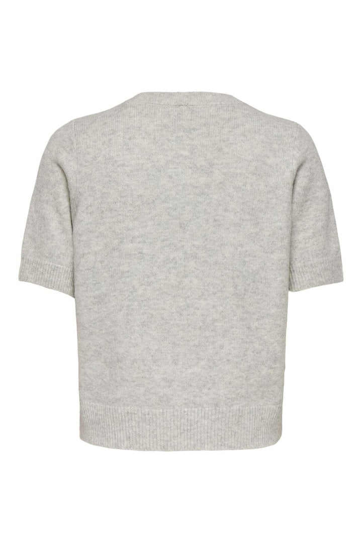 Only - Onlabby Life Ss Bling Top O-Neck Knt - 4894600 Light Grey Melange Silver Bling