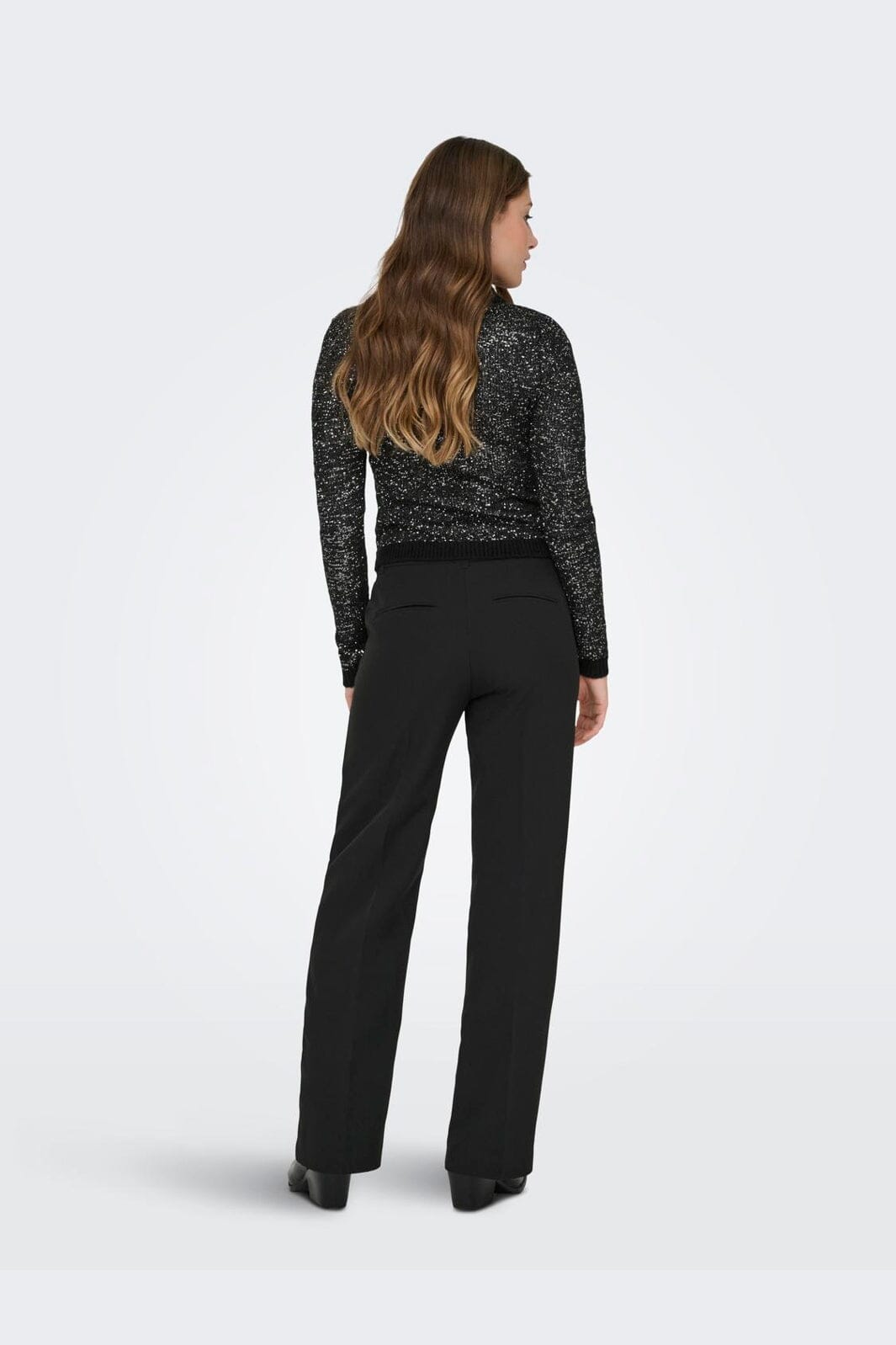 Only - Onlabby Ls Polo Sequins Cardigan Knt - 4958262 Black Silver Sequins