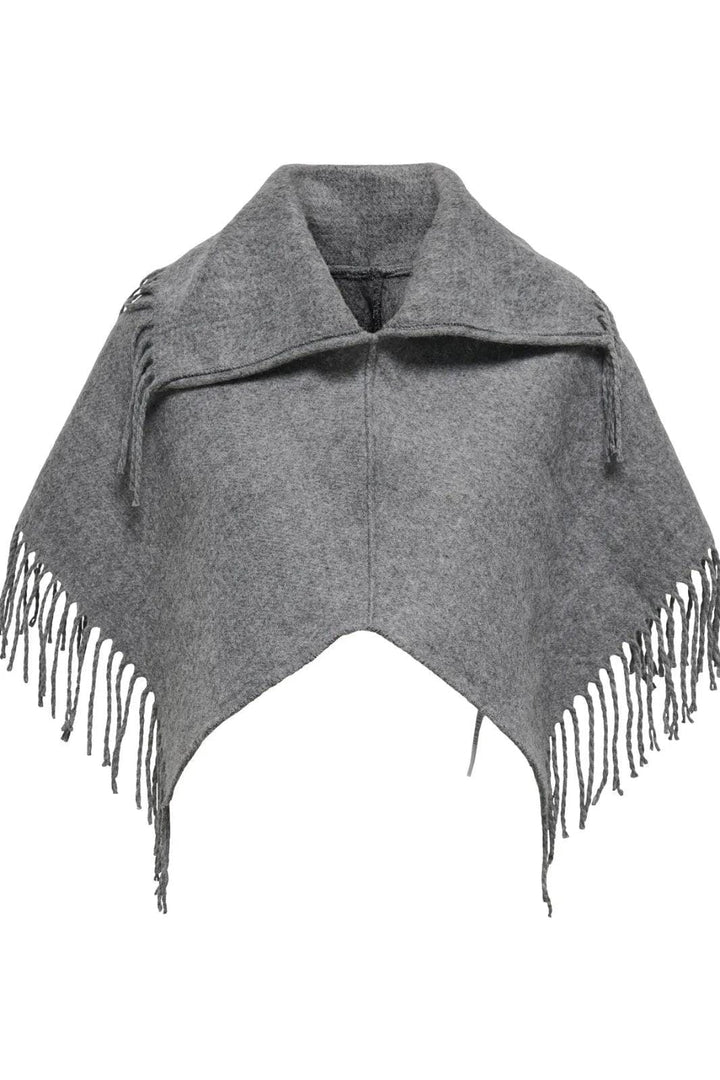 Only - Onladelle Fringe Collar Cc - 4774361 Medium Grey Melange Halstørklæder 