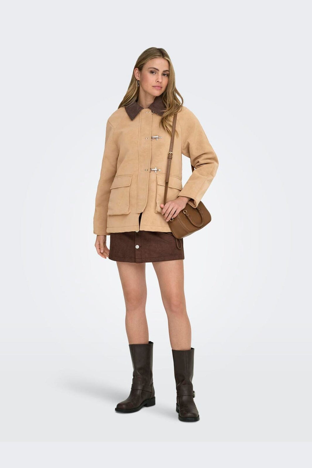 Only - Onlaggie Faux Suede Contrast Jacket - 4960014 Tannin