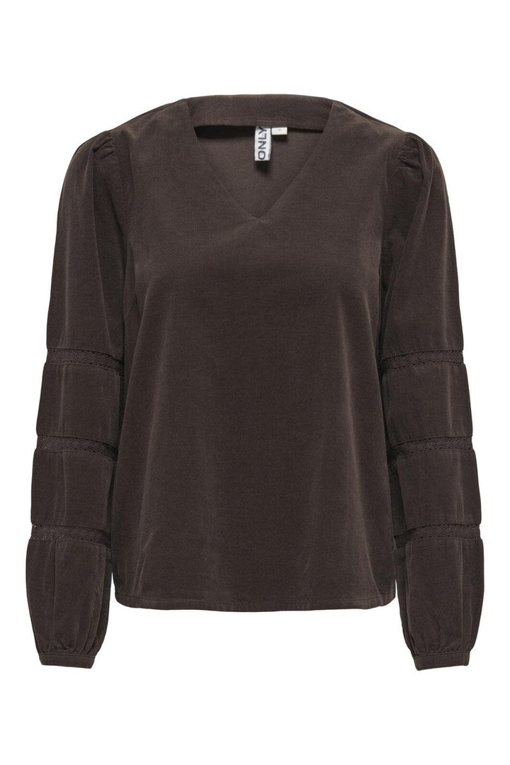 Only - Onlaime L/S Cord Tape Blouse Ox - 5005112 Coffee Bean