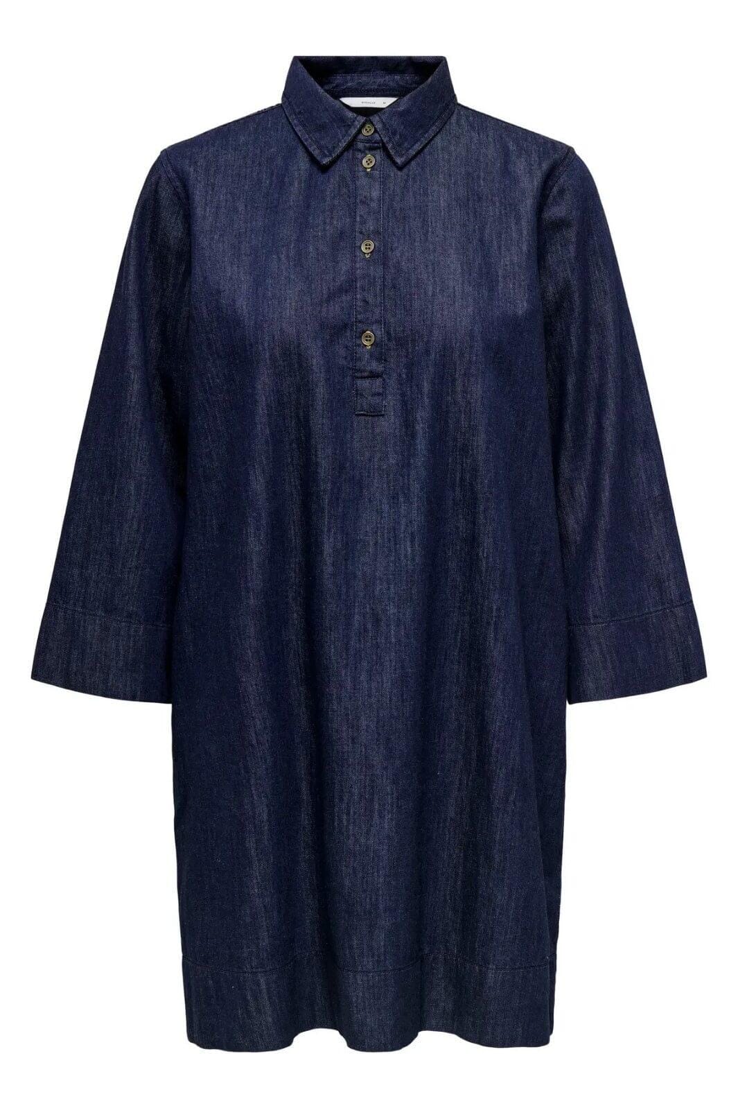 Only - Onlamari 3/4 Short Dress - 4960595 Blue Denim Tone In Tone Kjoler 