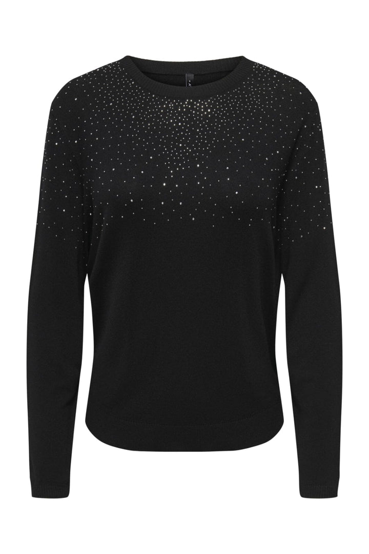 Only - Onlanabella Ls Bling O-Neck Knt - 4894551 Black W. Dark Silver Toppe 