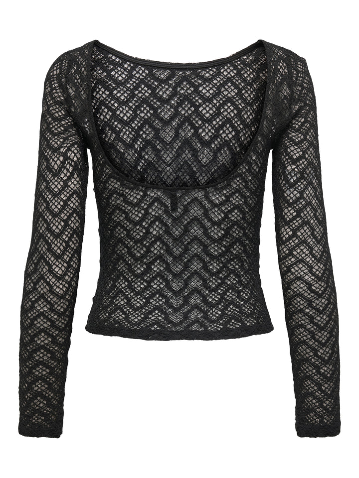 Only - Onlangila L/S Deep Back Top Box - 4877602 Black Bluser 