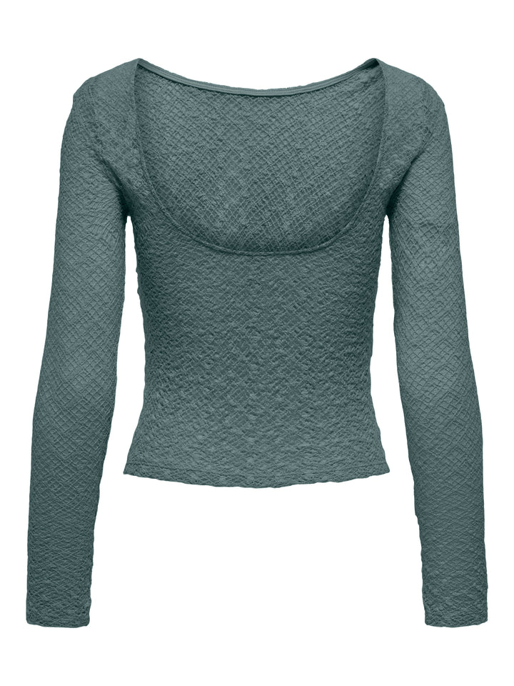 Only - Onlangila L/S Deep Back Top Box - 4928821 Balsam Green Bluser 