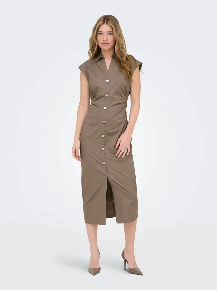 Only - Onlbabe-Zora Capsleeve Midi Dress - 5047761 Walnut Kjoler 